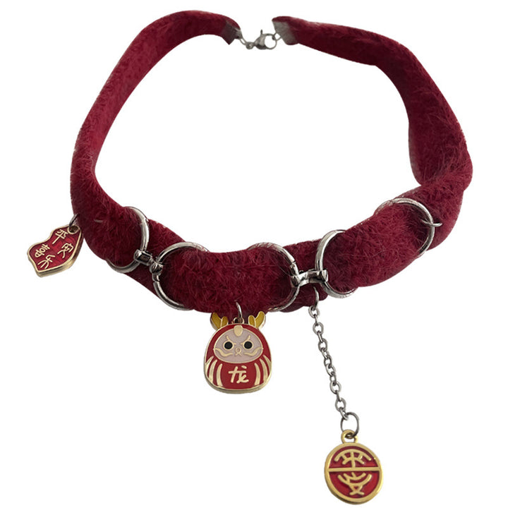 Dragon Red Plush Choker Necklace