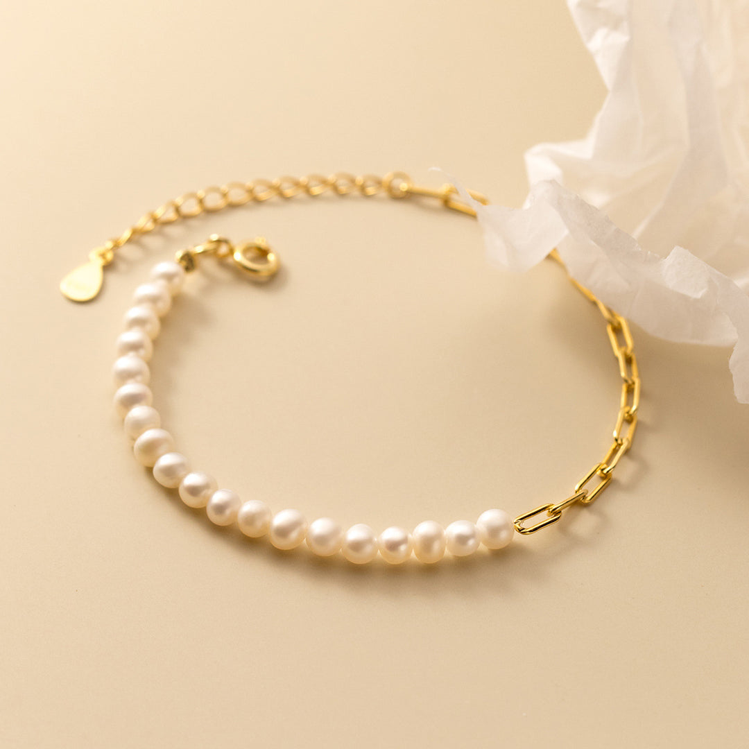 Elegante braccialetto cavo di perla quadrata