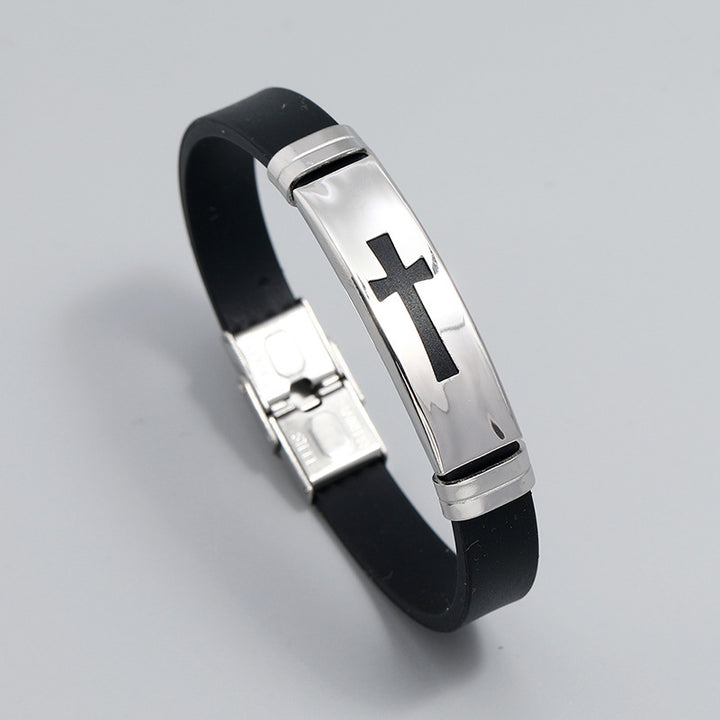 Men's Fashion Casual Stainless Steel Cross Shelf Bracelet