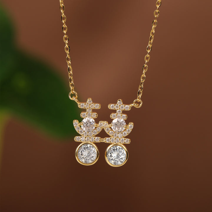 Doppelte Hochzeit Sterling Silber Halskette für Frauen S925 Silber