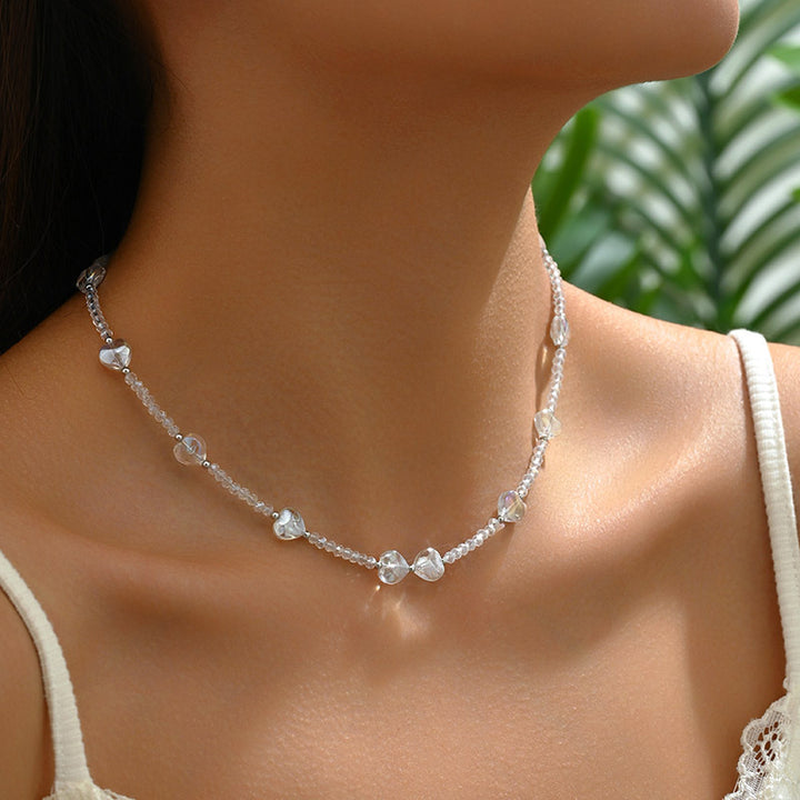 Women's Beaded Heart-shaped Crystal Necklace