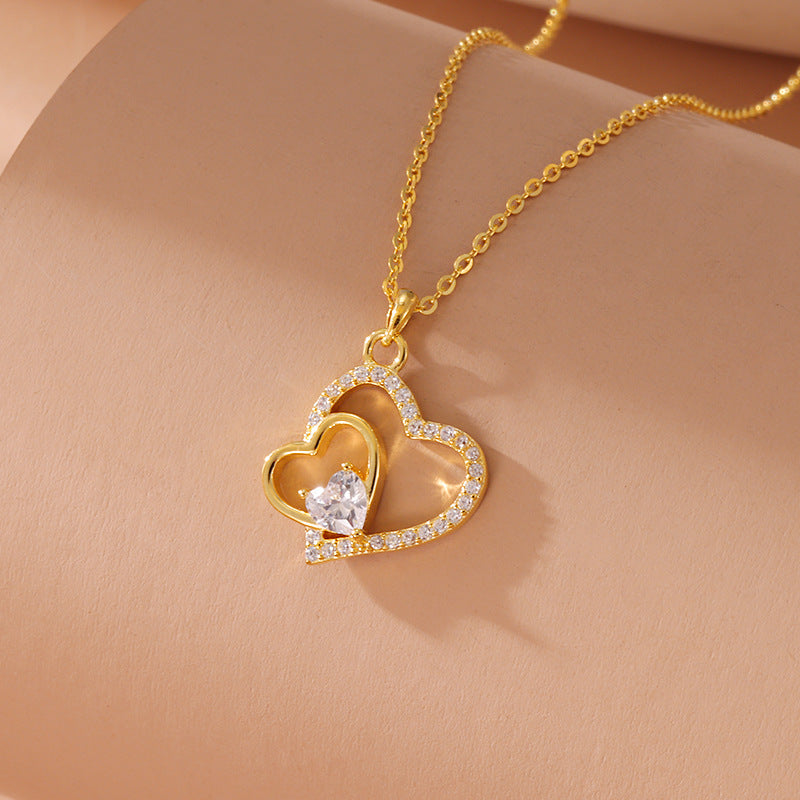 S925 Silver Heart Diamond Pendant Collier