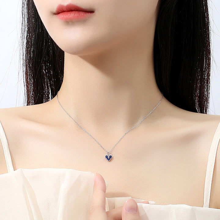 Nișă japoneză și coreeană S925 Colier cu diamante complete în formă de inimă sterlină