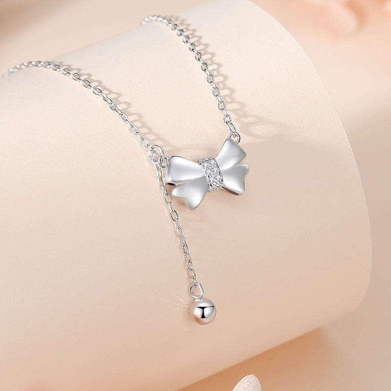 S925 Silver Korean Style Bow Necklace