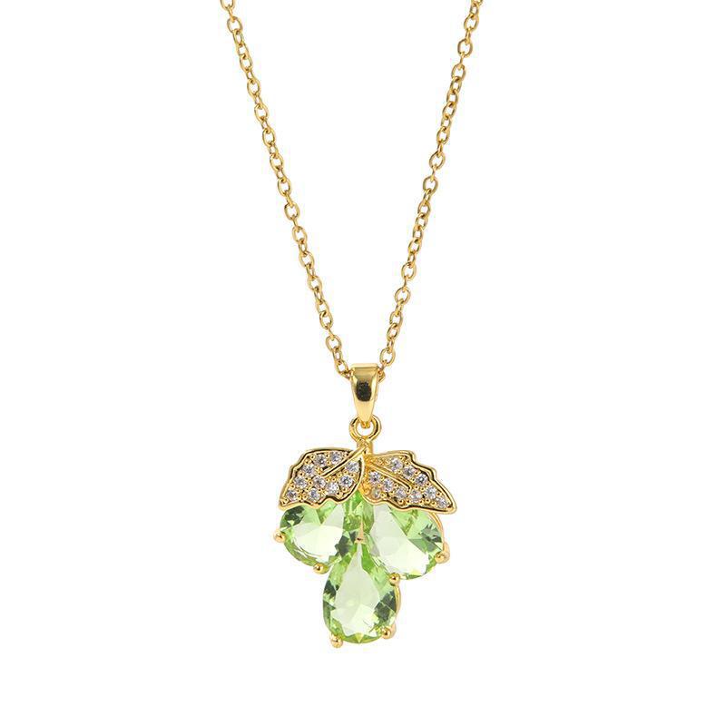 Exquisite Full Rhinestone Zircon Grape Necklace For Women