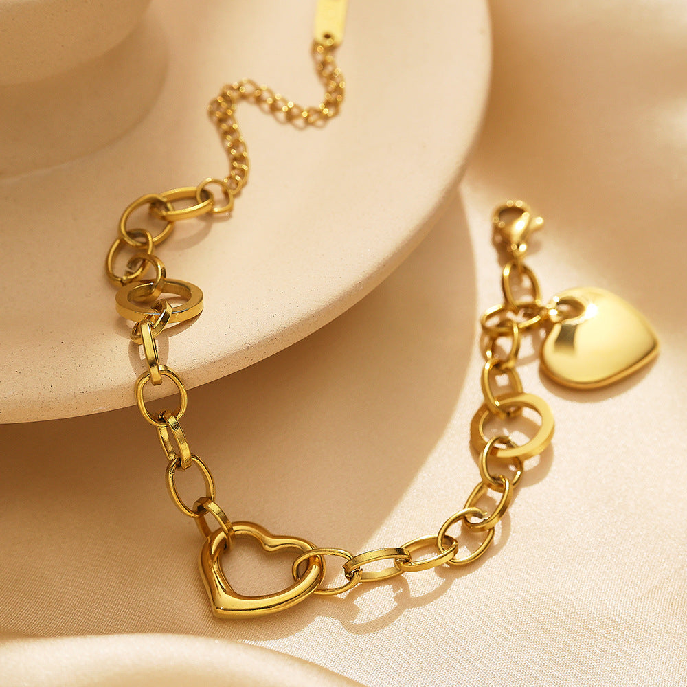 Bracelet en forme de cœur plaqué or de 18 km pour femmes