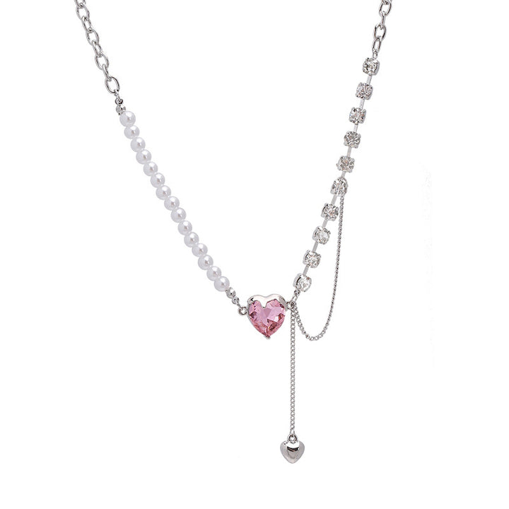 Diseño de verano de collar de perlas múltiples en forma de corazón