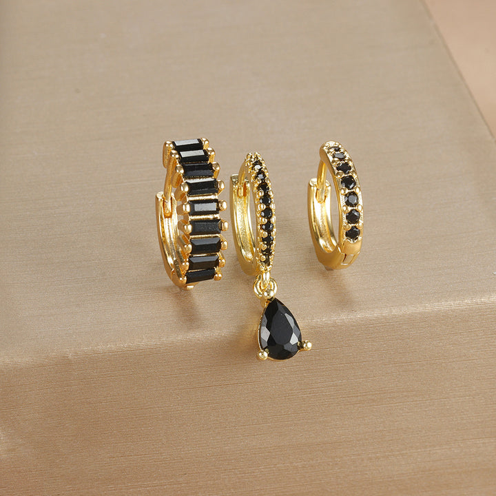 Boucles d'oreilles plaquées d'or diamant géométrique en diamant