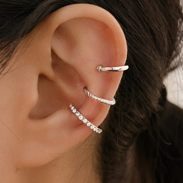 Diamant c-type oorclip mode driedelige set