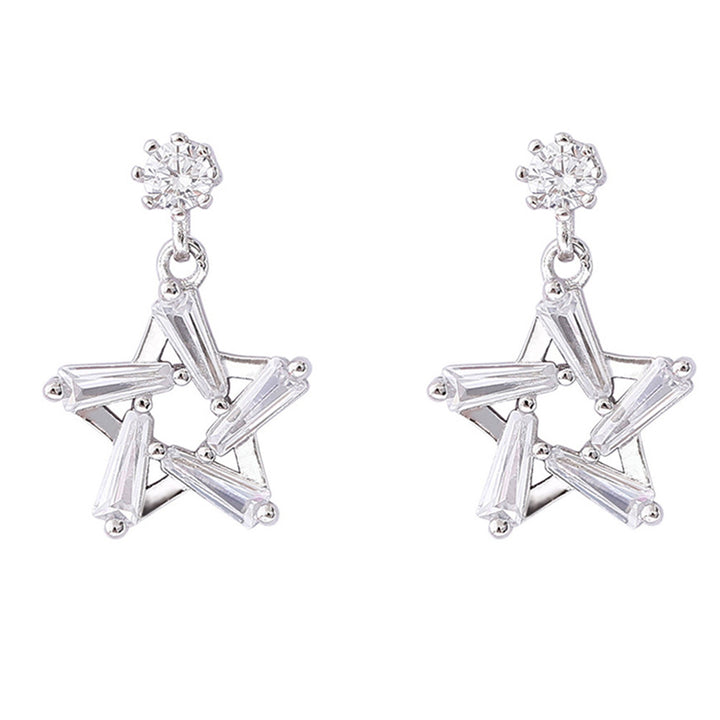 Women's Versatile Elegant Zircon Pentagram Stud Earrings