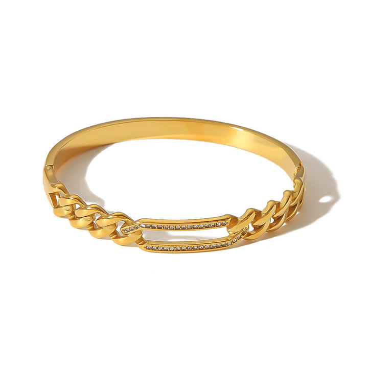 Twist Texture Rectangular Hollow Stainless Steel 18K Gold Plated Women's Bracelet