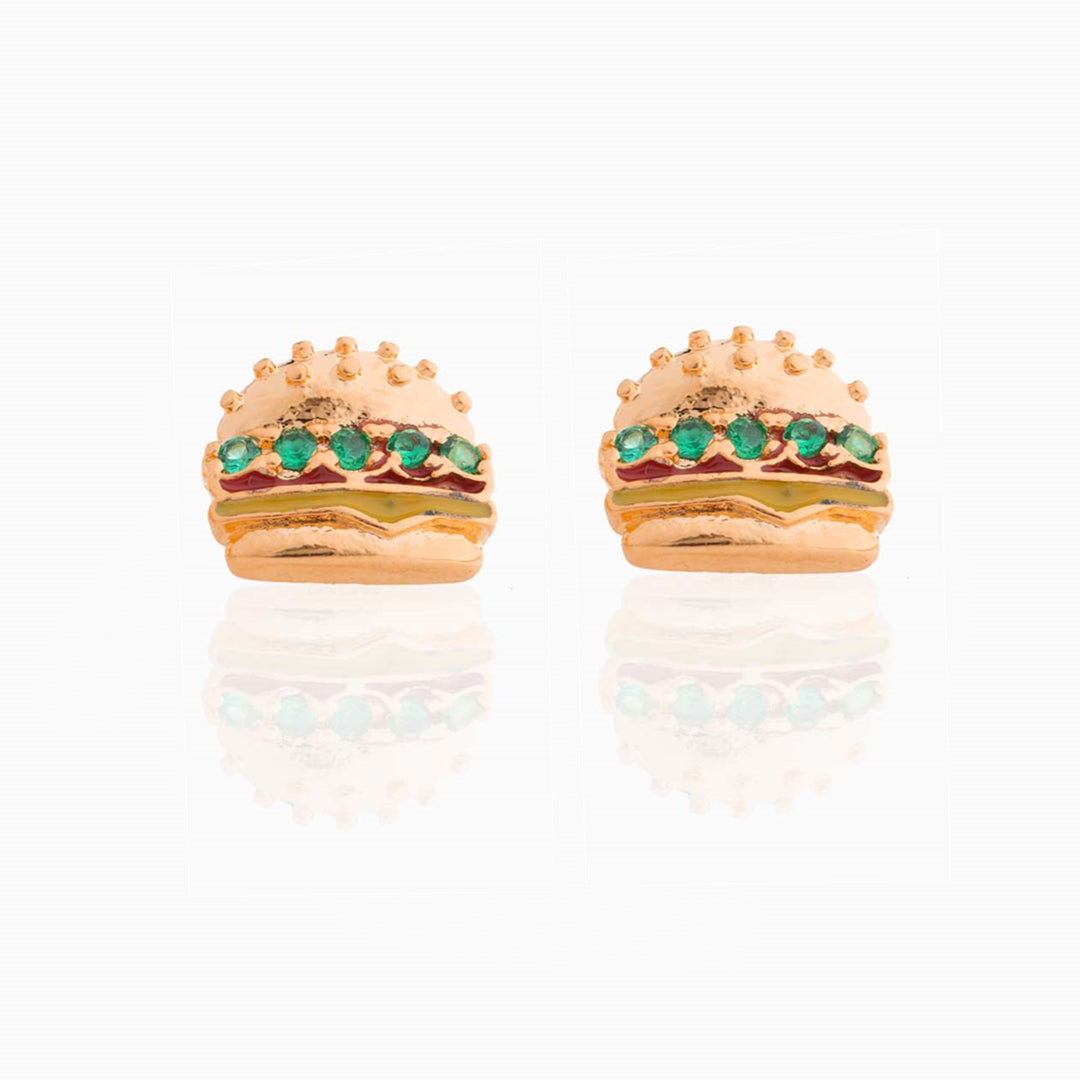 18k Real Gold Color-bevarande Fruit Hamburger Series Ear Studs