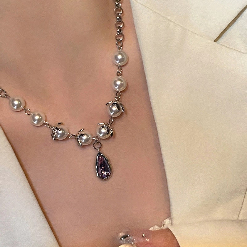 Фиолетовое капельное ожерелье для женщин для женщин