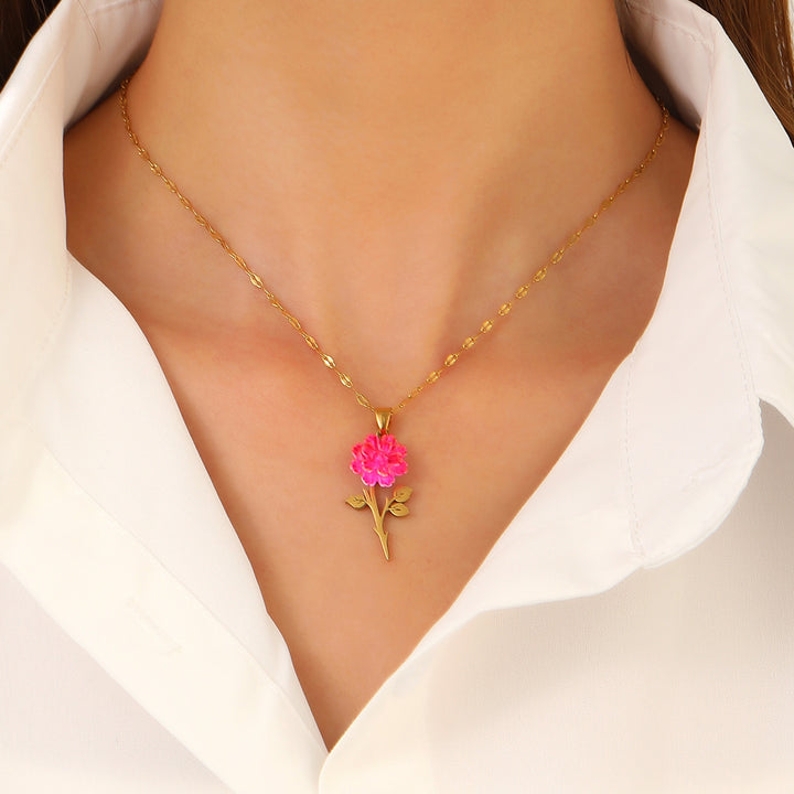 Розовое титановое стальное ожерелье женская ниша
