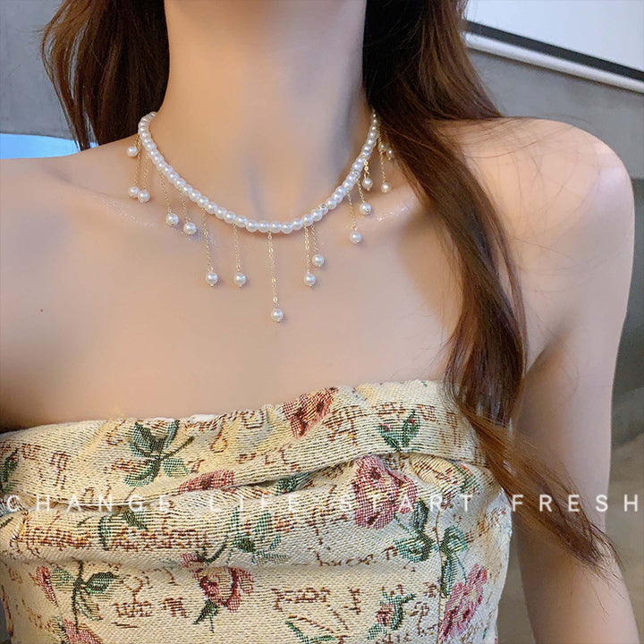 Perlenkette weibliche Nische Quasten Temperament