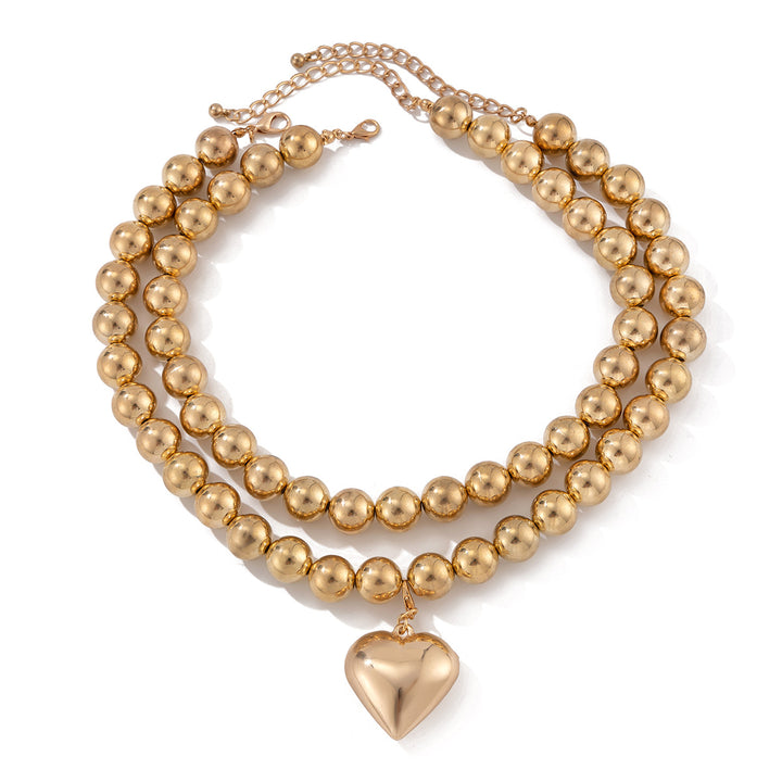 Ornament Pearl Heart Clavicle Chain Pärlagad hjärtformad