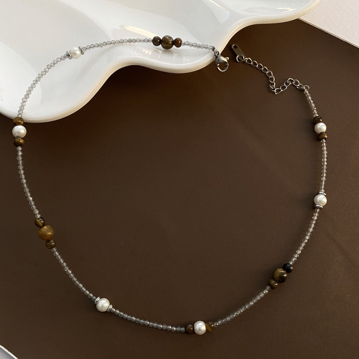 Tigereye Collier de perles perlé à la main