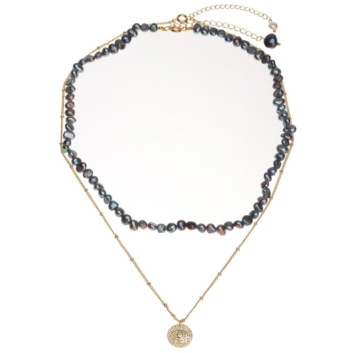 Diseño original Collar de perlas de agua dulce Natural cadena de clavícula Serie de lujo de luz gemela