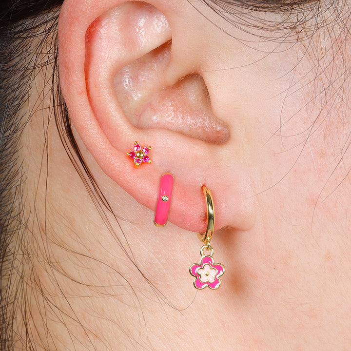 Niche Design Ear Clip Clip Huile Drop Flower Round