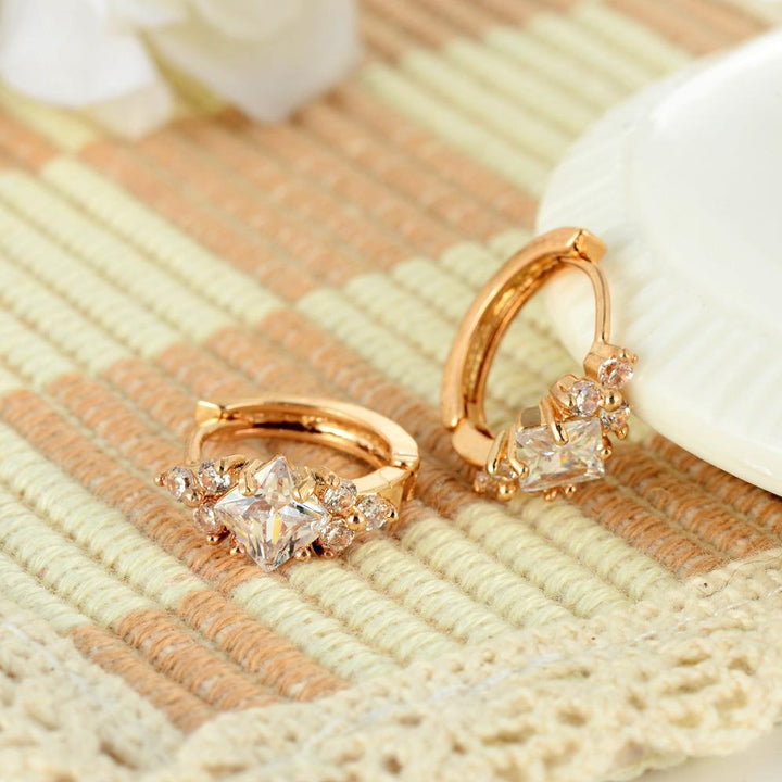 European And American Personalized Square Zircon Earrings
