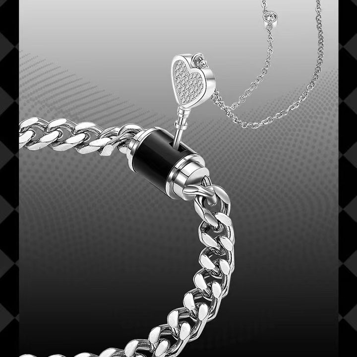 Egy zár szerelem kis zár karkötő pár nyaklánchoz