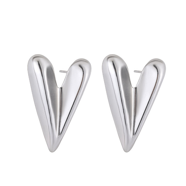 Simple Fashion Design Love Heart Earrings Stainless Steel