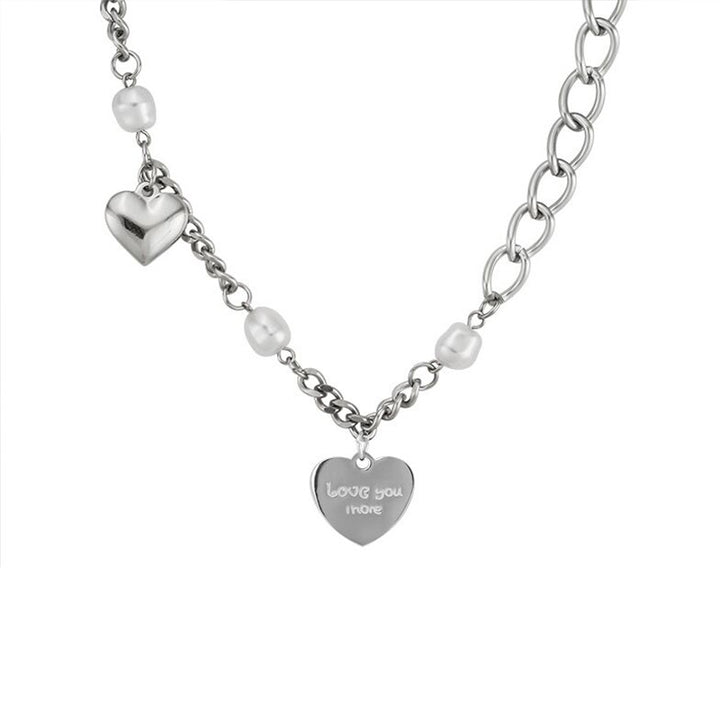 Collier de perle multiples en forme de coeur en acier en acier