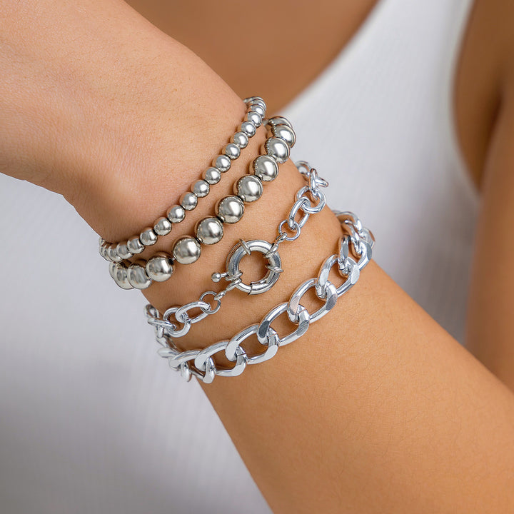 Perle a corda e perle rotonde a catena gemella di moda bracciale