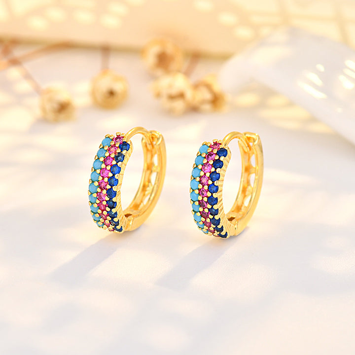 Color Zircon Earrings Micro-inlaid Geometry