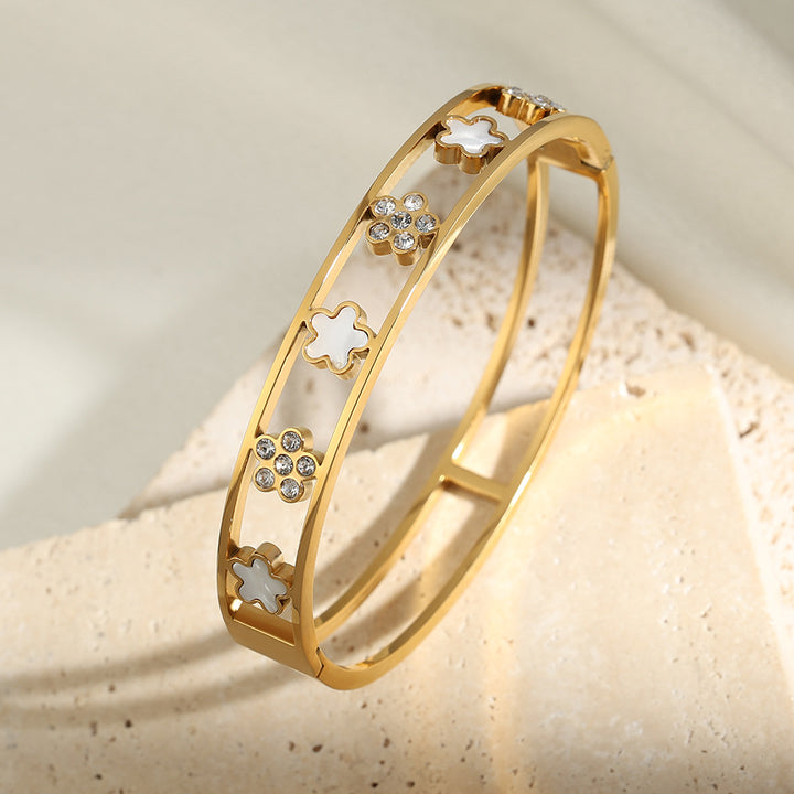 Mode multi-diamant fem-blommor armband kvinnlig nisch