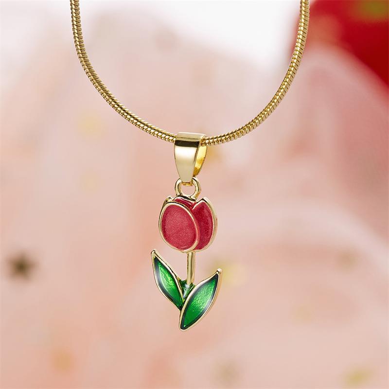 Romantische Blumen -Tulp -Mode -Drop -Öl -Halskette Armband