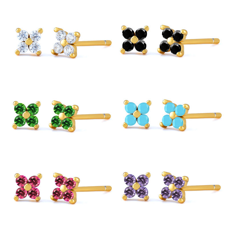 Micro-inlaid Colorful Zircon Earrings Simple