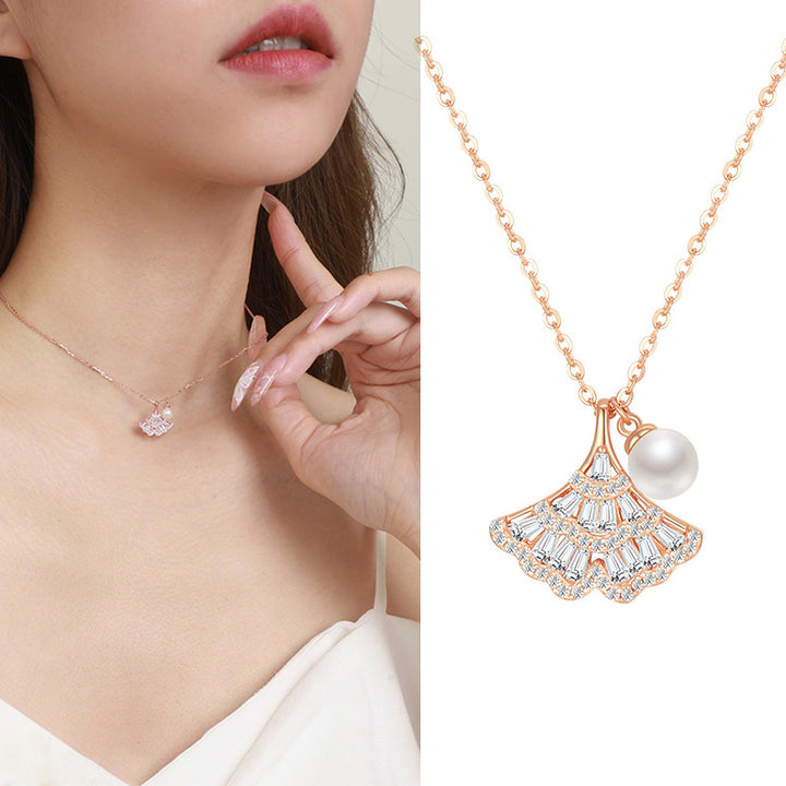 Ginkgo Leaf Sterling Silver Necklace For Women Light Luxury Minority Design S925