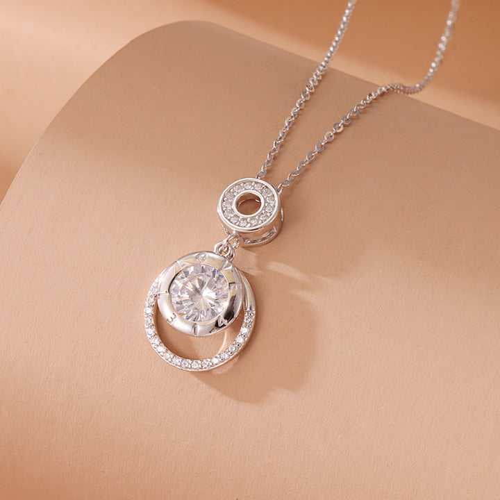 S925 Sterling Silver Love Diamond-studded Necklace Fashion Personality