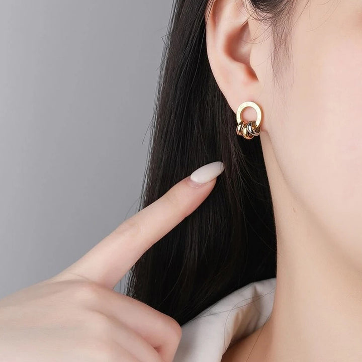 Fashion Roman Numerals Ring Ear Studs Female Creative