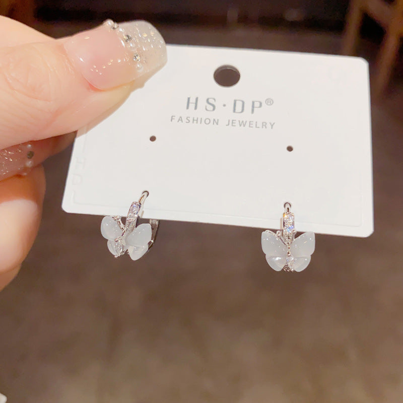 Korean Style Affordable Luxury Fashion High-grade Zircon Butterfly Ear Clip Special-interest Design