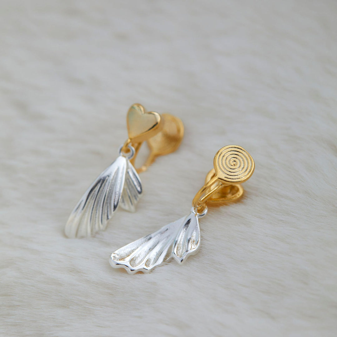 Gold And Silver Contrast Color Love Fishtail Earrings Special-interest Design