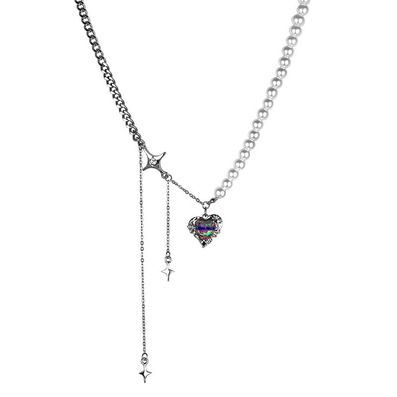 Cross Collier Love Coule Perle
