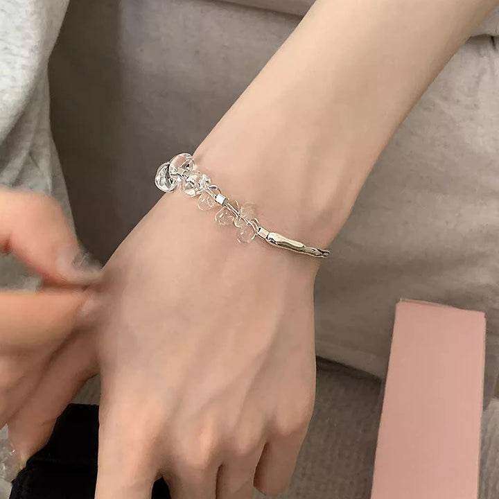 Dames Sterling Silver Natural White Crystal Bracelet