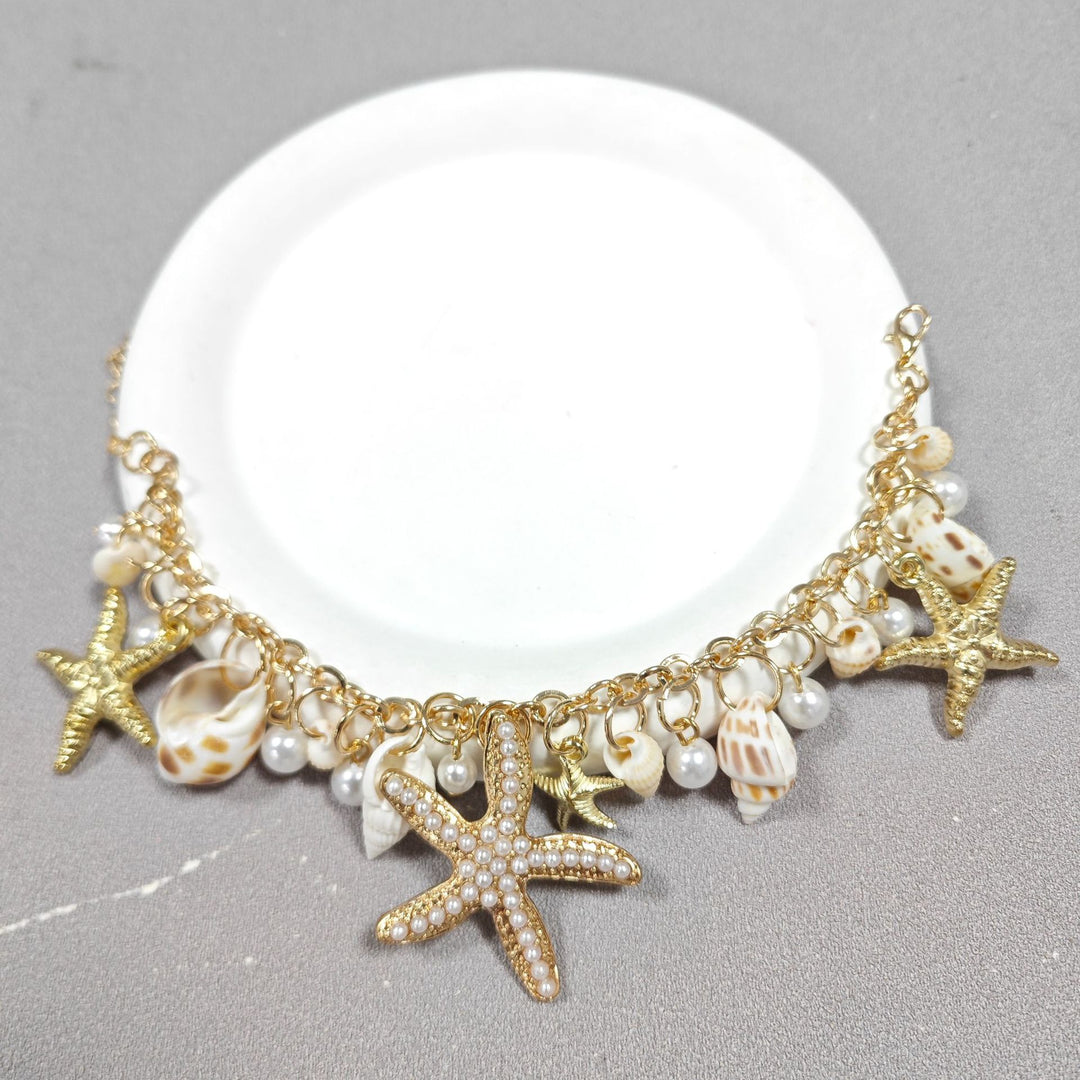 Diseño de personalidad Fashion Ocean Boho Starfish Shell Bracelet