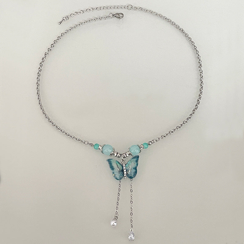 NOUVEAU Collier de gland en perle verte de style chinois