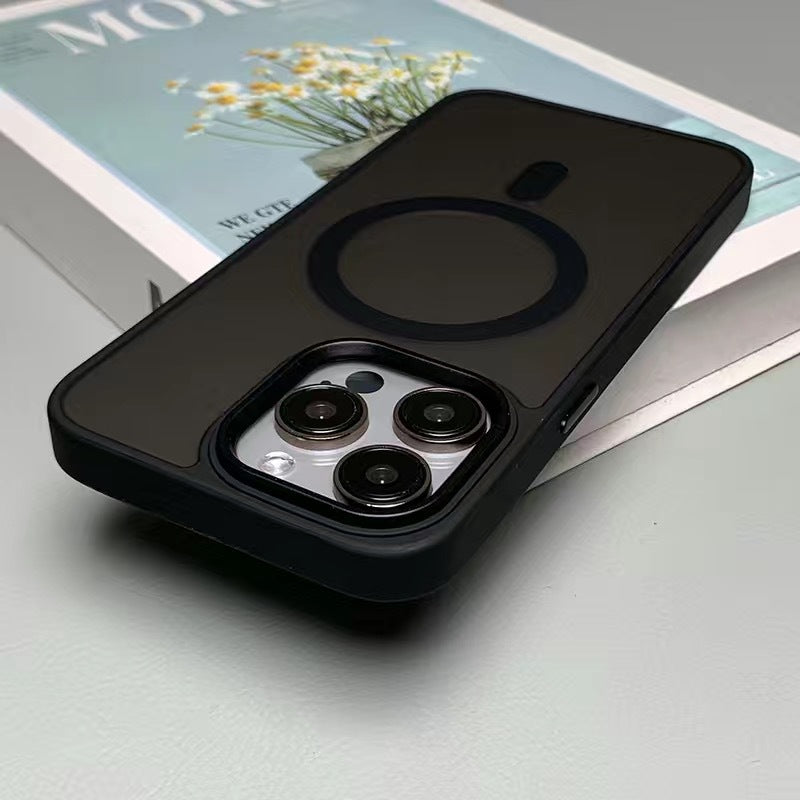 Frosted Magnetic Suction Large Hole Drop-resistant Phone Case