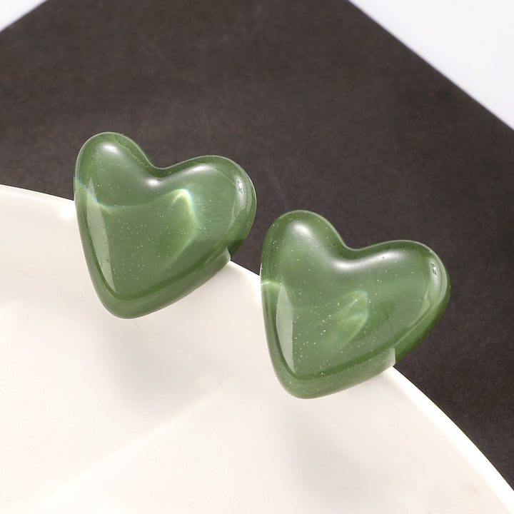 Exquisite C- Ring Love Heart Earrings Women's Simple