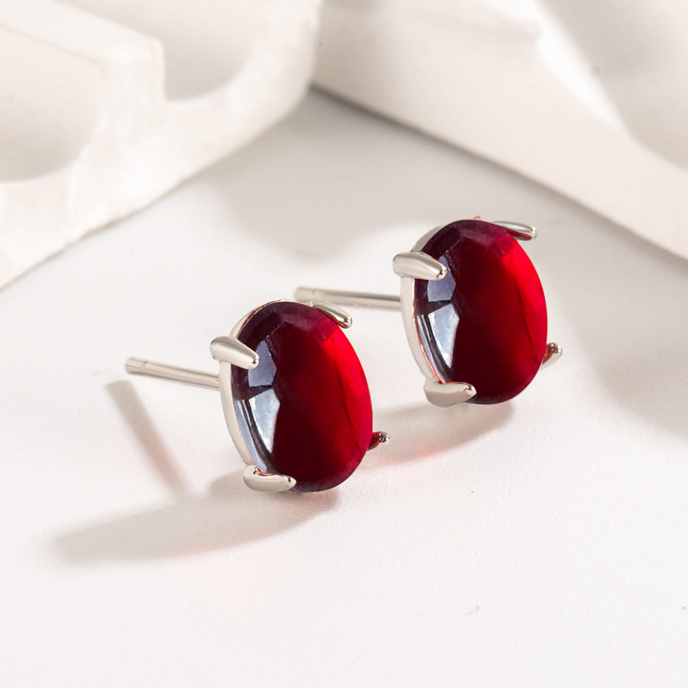 Boucles d'oreilles ovales rouges Design d'intérêt spécial