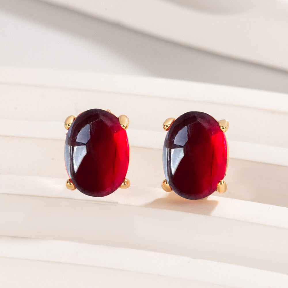 Røde ovale øreringer kvinnelig spesialinteressdesign