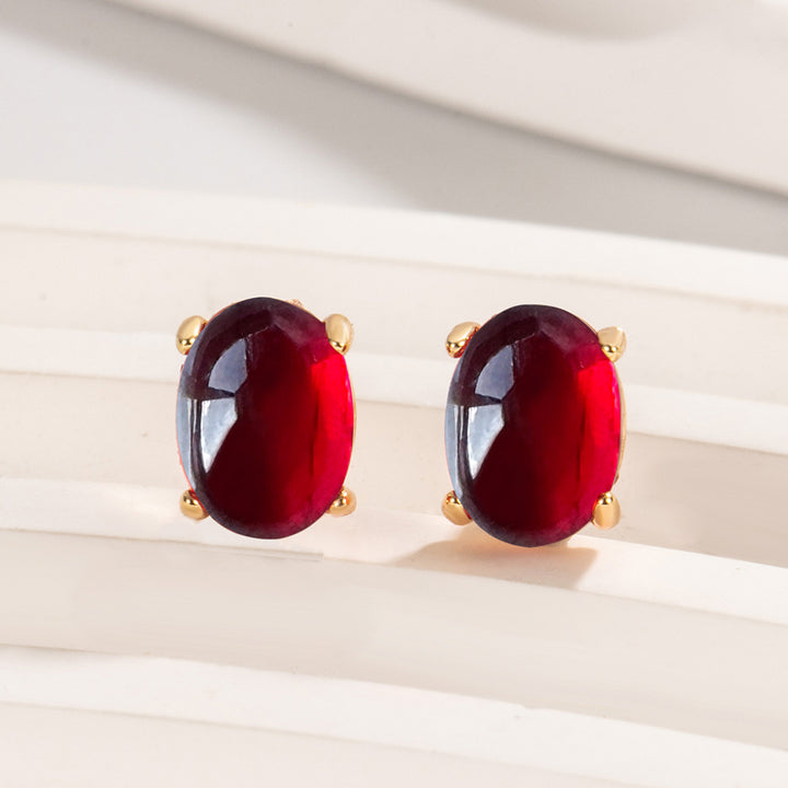 Red Oval Earrings Female Special-interest Design