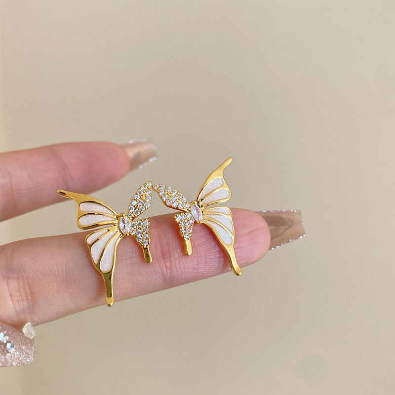 Mode sieraden strass Druiped Butterflies Stud oorbellen zoete alledaagse veelzijdige sieraden voor vrouwen