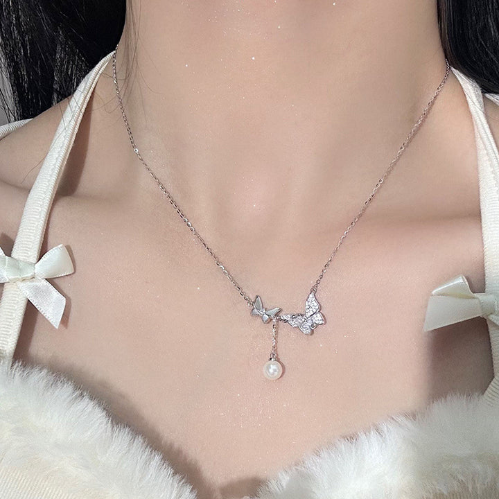 S925 Sterling Silber Bogen Halskette Neues Frauen Luxus für Frauen