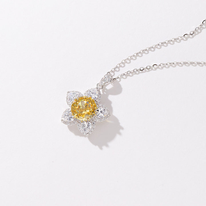 Ожерелье из ледяного цветов легкие роскошные все сочетание изящного желтого алмаза Пятиконечная звезда