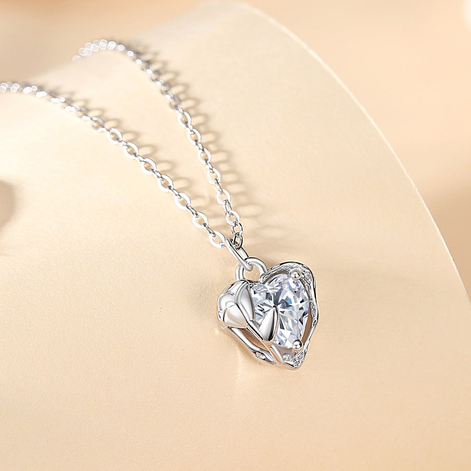 S925 Silver Necklace Love Rose Clavicle Chain Fashion